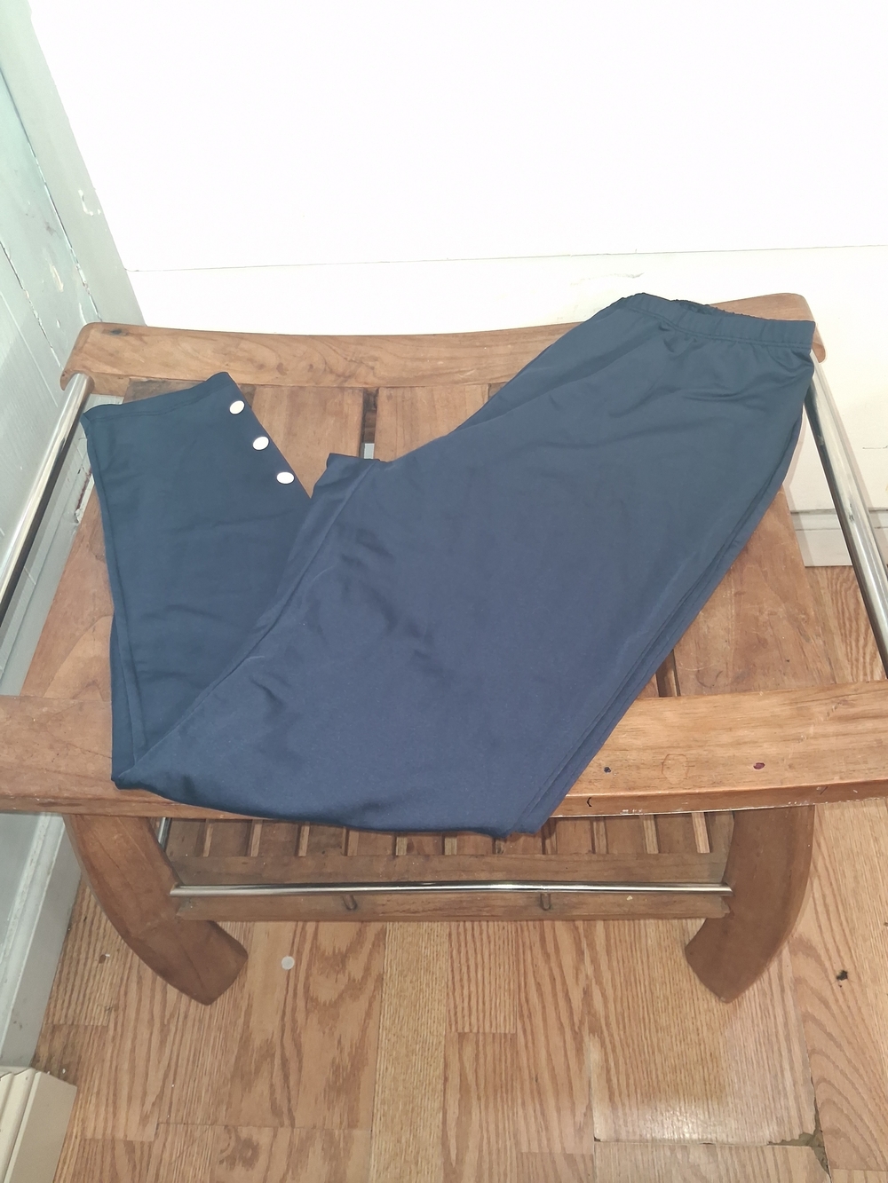 Womens Solid Blue Pull-On Stretch Ankle Pants XL Print Accent Polyester Blend